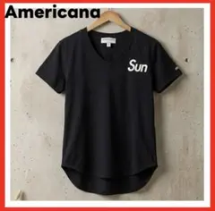 Americana✨Vネック Tシャツ Sun ブラックのサムネイル