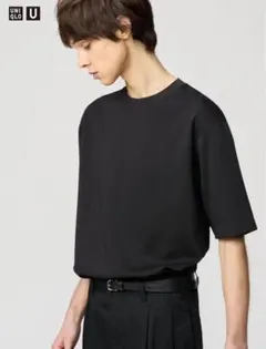 UNIQLO U エアリズムコットンオーバーサイズTシャツ/5分袖/Lサイズ