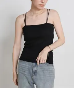 【未使用】セレクトモカ　ダブルストラップカップキャミソールブラトップ　黒のサムネイル