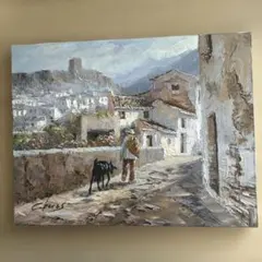 Visal カンボジア女性作家 サイン入り絵画｜象と夕陽 現地で本人から