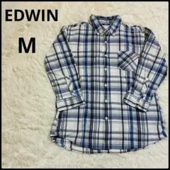 【EDWIN】エドウィン チェック柄シャツ メンズ M ブルー