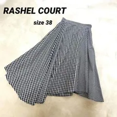 RASHEL COURT　ギンガムチェックフレアスカート　アシメ　切り替え　Мのサムネイル