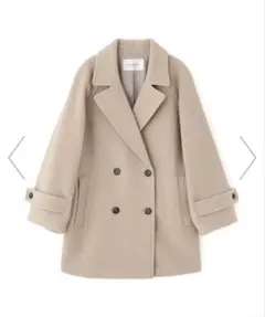 【美品】ナチュラルビューティーベーシック／ダブルブレストフォルムミドルコート