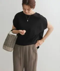 URドアーズ doorsコットンバックタックフレンチプルオーバー ブラック