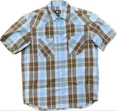レア 90's OLD STUSSY USA製 半袖チェックシャツ オンブレ