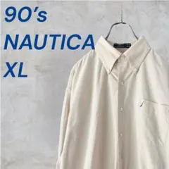 【90s】ノーティカNAUTICA 長袖 BDシャツ オックスフォード ベージュのサムネイル