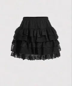フリルミニスカートブラック 黒 レース SHEIN