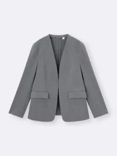 GU ウォッシャブルノーカラージャケット　グレー　Sサイズ