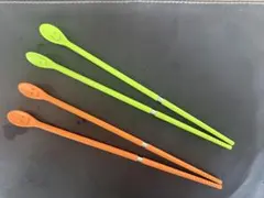 ◆美品◆スマイルデザイン 菜箸 ２セット　グリーン　オレンジ　可愛いのサムネイル