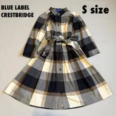 ブルーレーベル クレストブリッジ　チェック ロング ワンピース リボン ベルトS