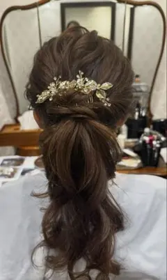 髪飾り　ピアス　セット　ゴールド　フラワー　花