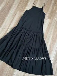 美品✨大人気✨ラウンジドレス サテンティアードキャミワンピース 黒