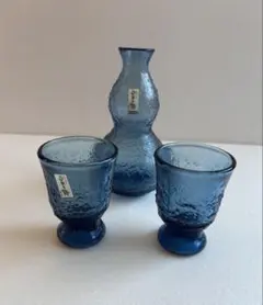 ヴィンテージ　カメイ硝子　冷酒　酒器セット　猪口　徳利　3点セット