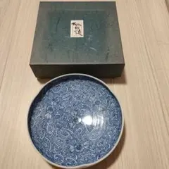 新品未使用　有田焼　幸麓窯　染付　手描き　牡丹唐草　丸椀皿