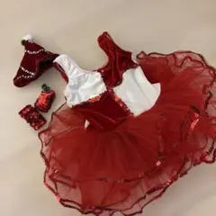 バレエコスチューム 赤と白 スパンコール