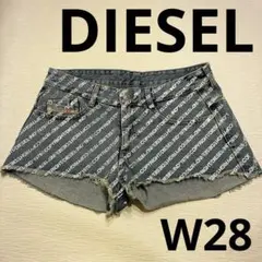 【新品】DIESEL ディーゼル 総柄ロゴ デニム ショートパンツ W28