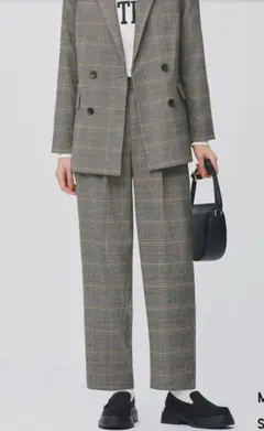 GU チェック ジャケット パンツ セットアップ グレー