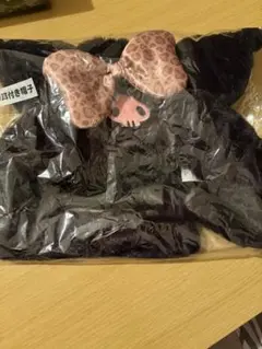 クロミ 耳付き帽子 ヒョウ柄リボン