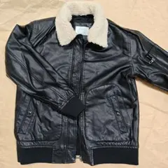 ZARA キッズ レザージャケット 140cm ボア襟 ブラック