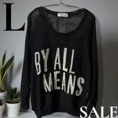 「即日発送」L Free People ブラック 透け長袖ニットセーターのサムネイル