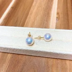 百貨店商品総本店】2548オーロラ花珠級K14WGアコヤ真珠8.0mmピアス 