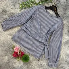 ✨MK MICHEL KLEIN✨サイズ38(M) ストライプ長袖ウエストリボンのサムネイル