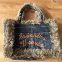 Samantha Thavasa ファー付きデニムトートバッグ　リバーシブル