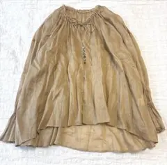 24SS 美品✨リヴドロワ【着映え◎】ラミー麻シアーギャザーブラウス ベージュのサムネイル