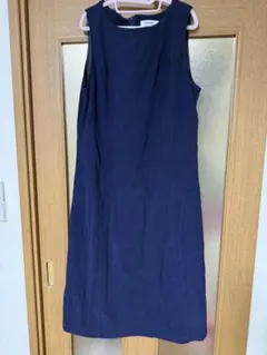 ノースリーブひざ丈ワンピース ネイビー 韓国ブランド