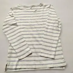 120 無印良品 長袖カットソー ボーダー 綿100% ロンT Tシャツ