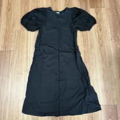 GU ジーユー　布帛コンビネーションボリュームスリーブワンピース　5分袖