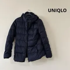 ユニクロ　ストレッチダウンジャケット　フード　ウルトラライトダウン　ネイビー