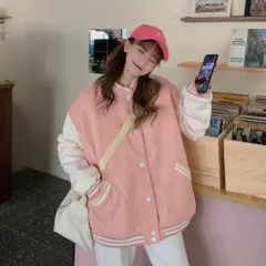新品未使用★レディースブルゾン★ピンク★韓国★オルチャン★裏起毛★AWセール