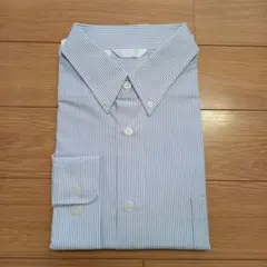 L　青と白のストライプ 長袖ワイシャツ