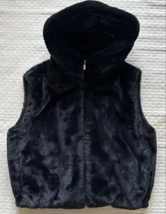 ZARA フェイクファー フードベスト ブラック XS