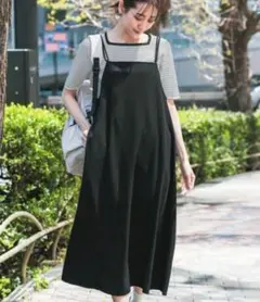 グローバルワーク スゴラクストレッチキャミワンピース ブラック F