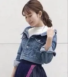 美品✨rienda オープンネッククロップデニムジャケット