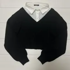 シャツレイヤード Vネックセーター ニット