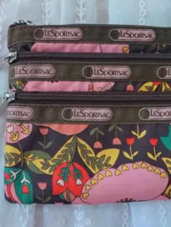 LESPORTSAC 花柄ポーチ 3ポケット