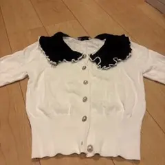 ZARA フリル襟 パールボタン カーディガン