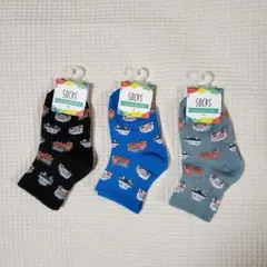 ◇新品◇ 車 キッズ靴下 クルー丈 13~18cm ３足セット