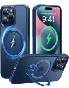 CASEKOO iPhone 15 Pro Max 用 ケース 超強磁力　ブルー