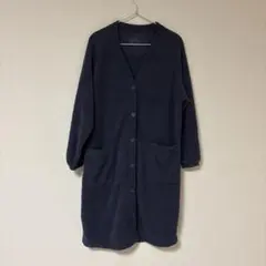 無印良品　フリースロングカーディガン　ネイビー　L