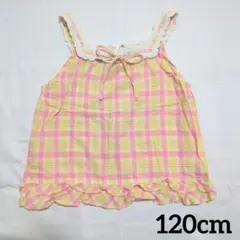 トップス キャミソール チェック レース 綿100% 120cm