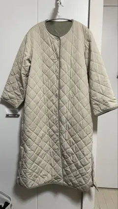 リバーシブル ロングコート キルティング カーキ