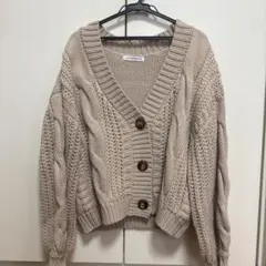 A.G.PLUS Park Ave ピンクベージュ ニットカーディガン