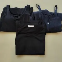 【3枚セット】ブラック ロングワンピース・ノースリーブワンピ まとめうり