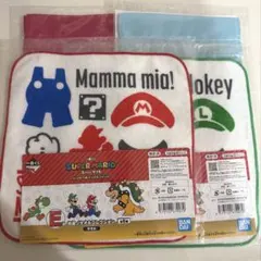マリオ 一番くじ E賞 巾着 タオル ピーチ ロゼッタ マリオ ルイージ