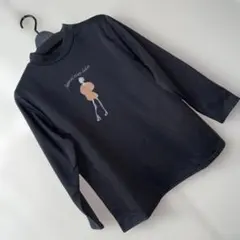 プリント裏シャギー暖かカットソー黒