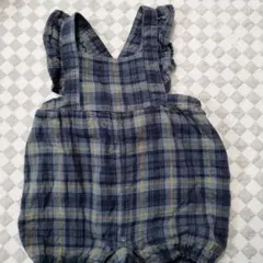 cottoli ネイビー系チェックロンパース